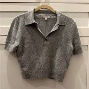 J.Crew Heather Gray Short Sleeve Polo Sweater XS